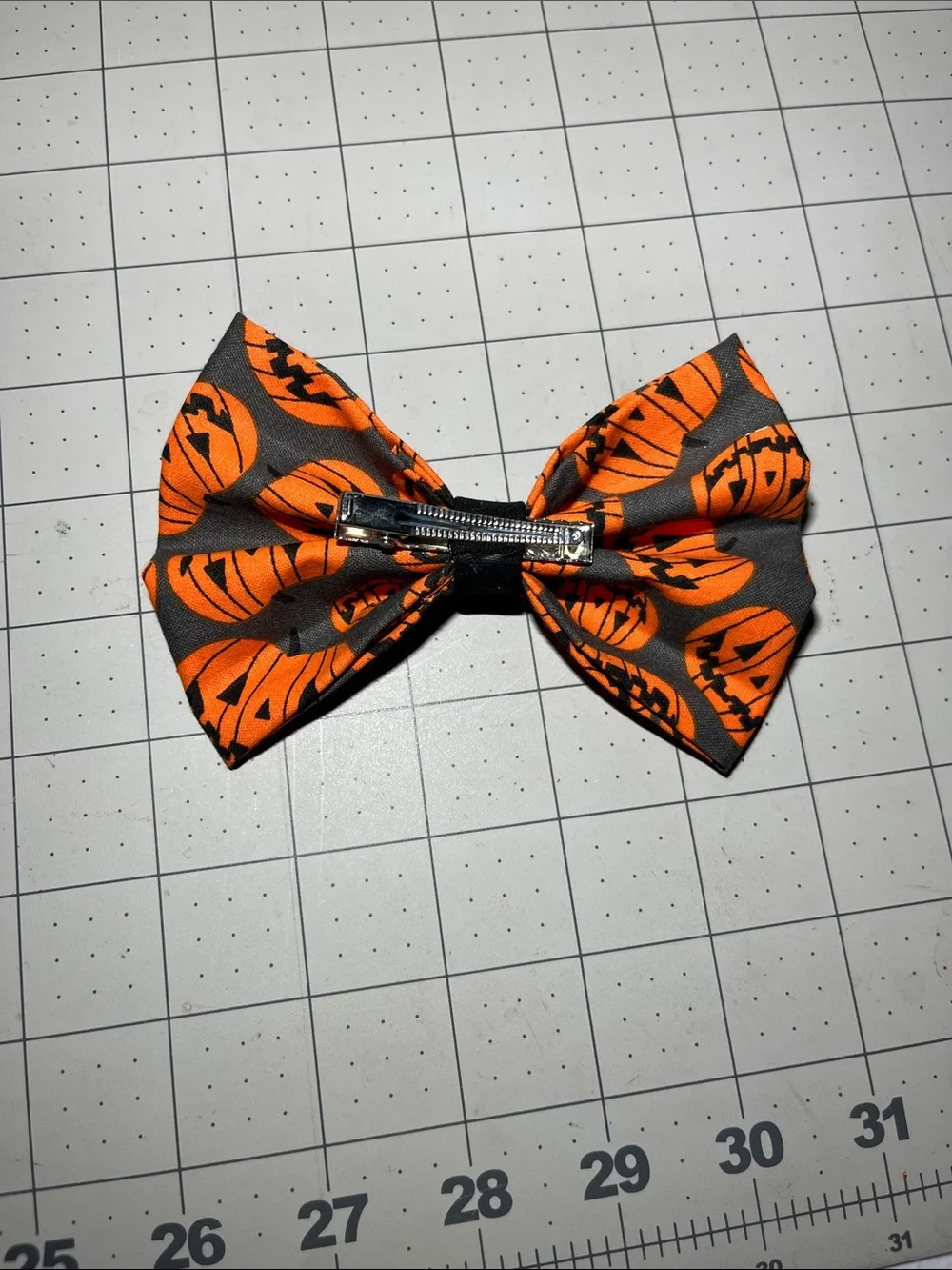Halloween Pumpkin Bow Hair Bow - Orange and Gray